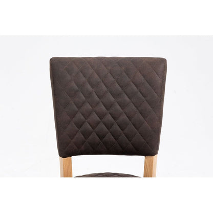 Upholstered Diamond Stitching Leathaire Dining Chair with Solid Wood Legs BROWN