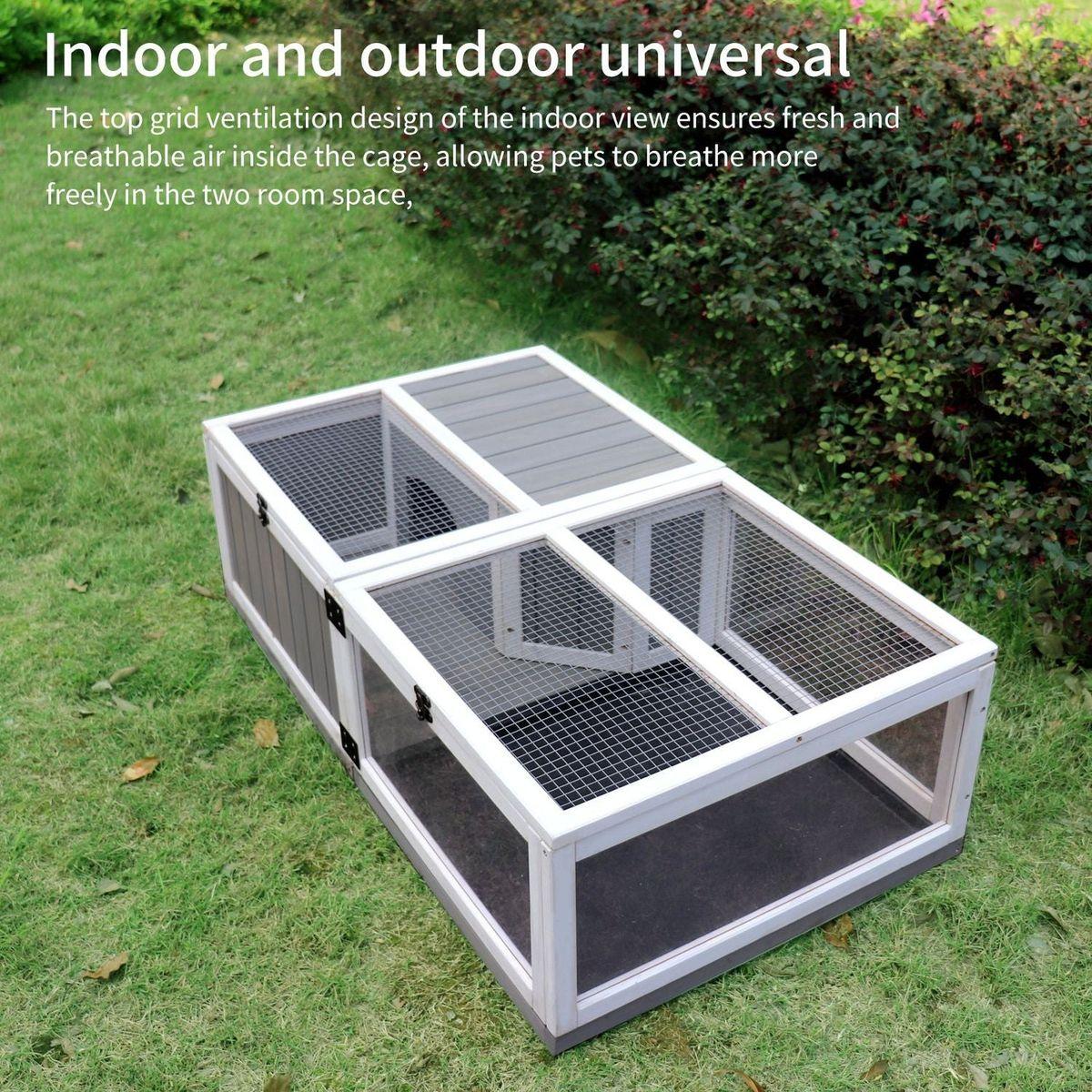 Tortoise Habitat Wooden Tortoise House w/Removable Waterproof Tray Indoor Turtle Enclosure for Small Animals Outdoor Wooden Reptile Cage