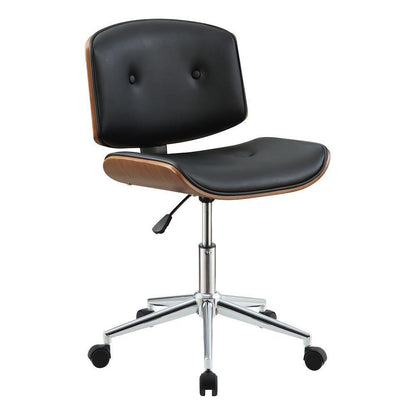 Camila Office Chair in Black PU & Walnut