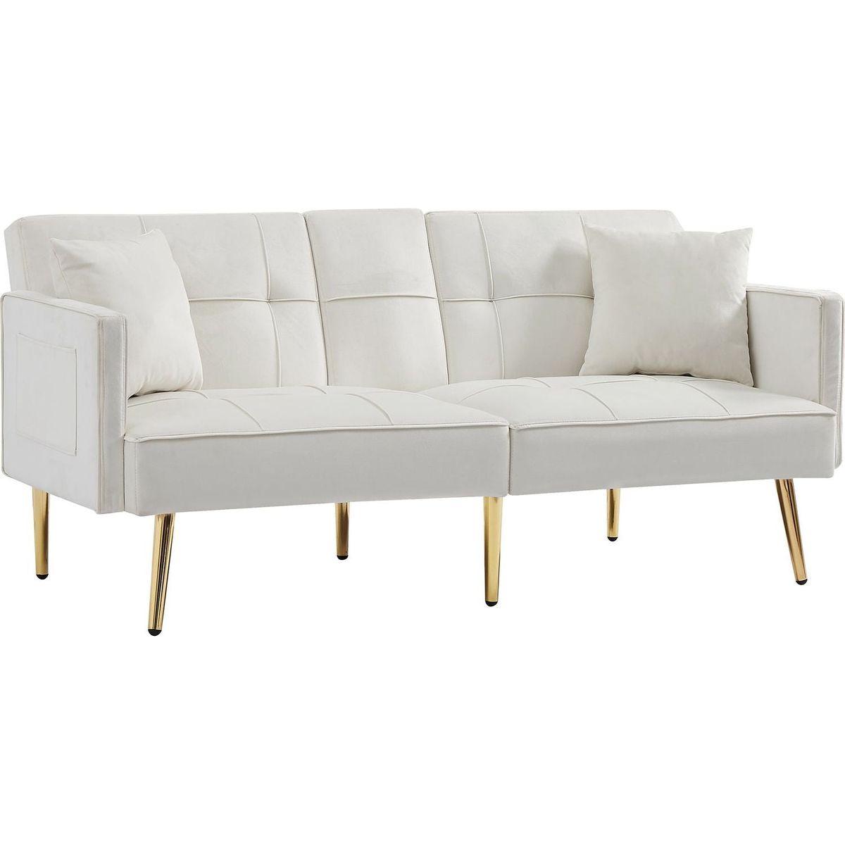 Cream White VELVET SOFA BED