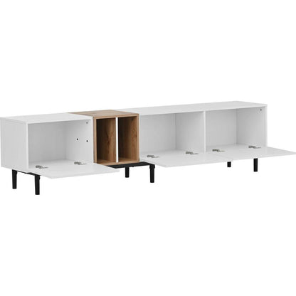 Modern TV Stand for 80" TV with 3 Doors, Media Console Table, Entertainment Center with Large Storage Cabinet for Living Room, Bedroom