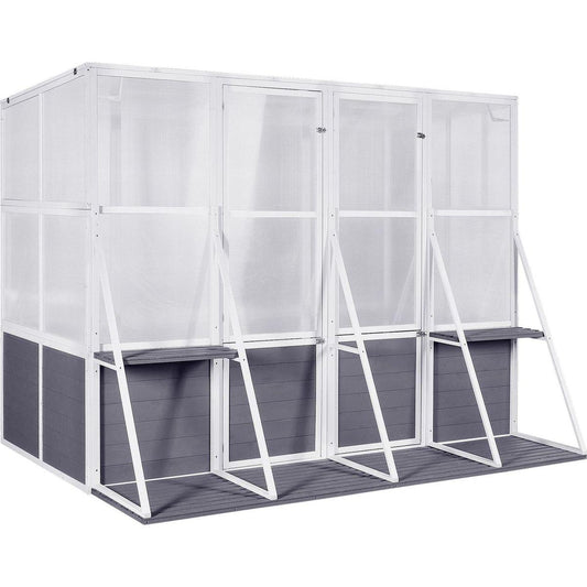 Greenhouse, Wooden Lean to Greenhouses for Outdoors, Heavy Duty Walk in Green House for Outside Winter, Large Hot House for Sunroom Storage Shed, Garden, Backyard(103.9"X98.4"X77.6")