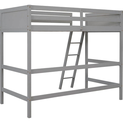 Solid Wood Twin Size Loft Bed with Ladder (Gray)