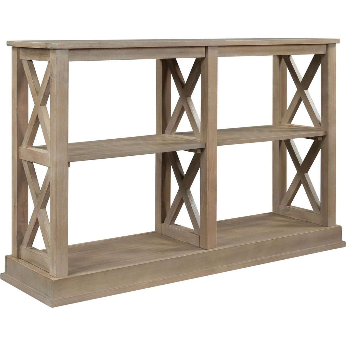 Console Table with 3-Tier Open Storage Spaces and " X"