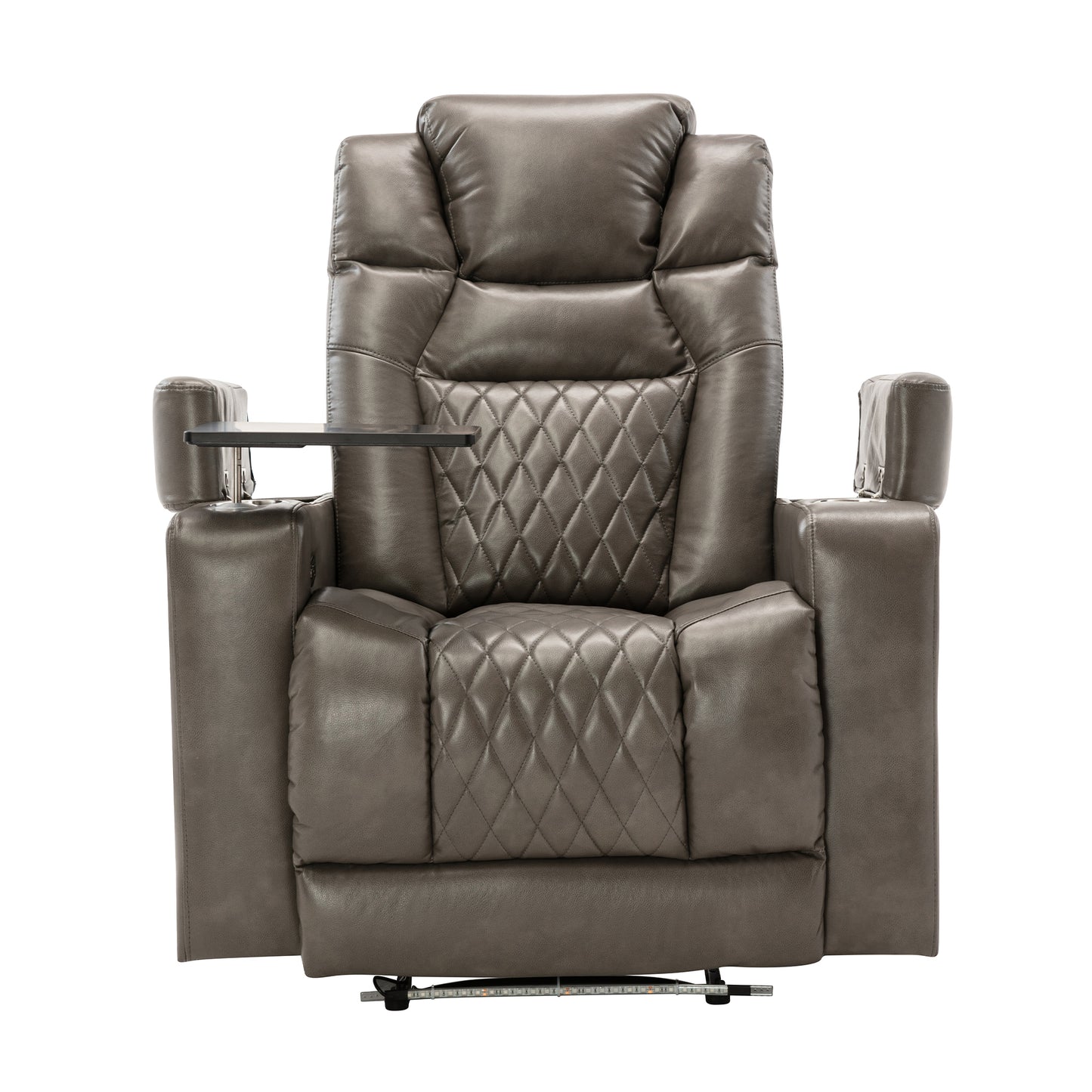 Power Motion Recliner with USB Charging Port and Hidden Arm Storage, Home Theater Seating with 2 Convenient Cup Holders Design and 360 degree Swivel Tray Table