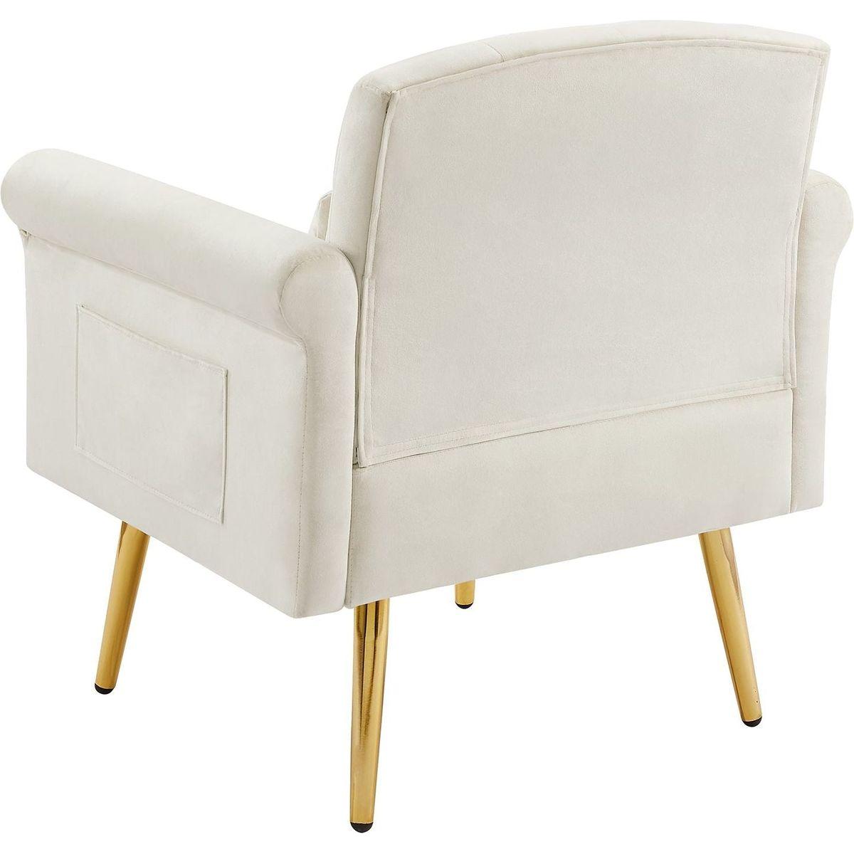 OFF WHITE velvet armchair with metal legs