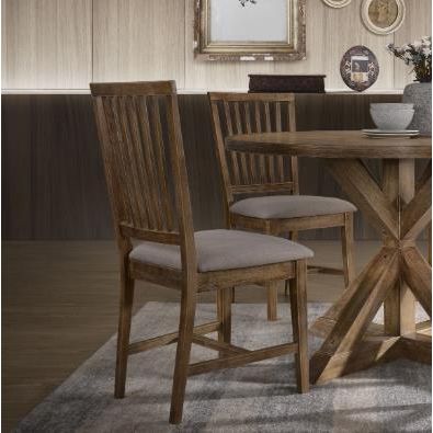 Wallace II Side Chair (Set-2), Tan Linen & Weathered Oak (2Pc/1Ctn)