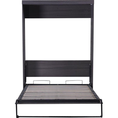 Full Size Murphy Bed with Wardrobe and Drawers, Storage Bed, can be Folded into a Cabinet, Gray