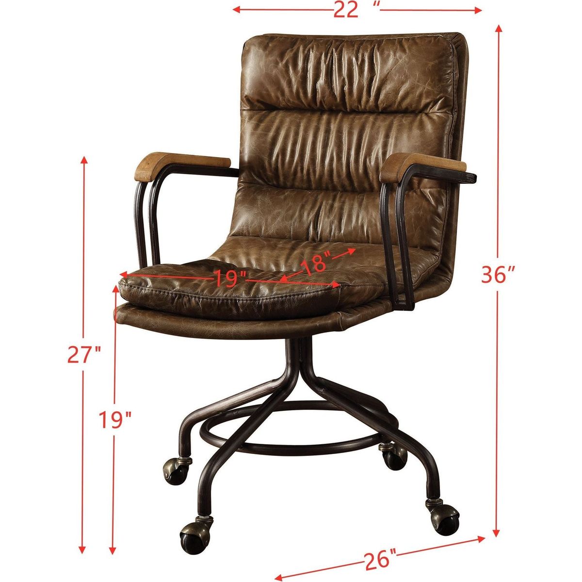 Harith Office Chair in Vintage Whiskey Top Grain Leather