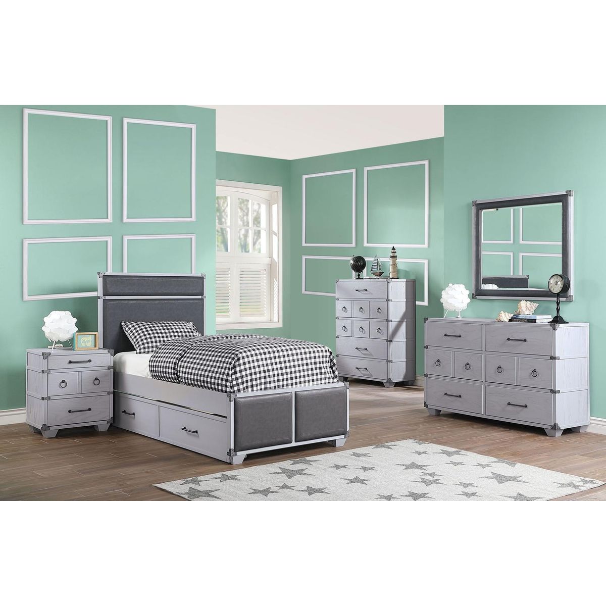 Orchest Twin Bed, Gray PU & Gray