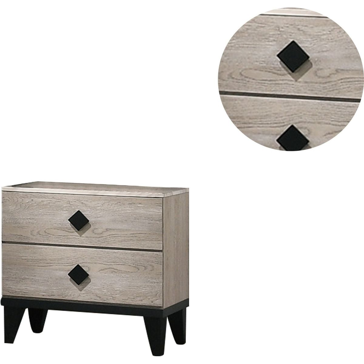 Smithson Nightstand With 2 Drawers Storage in Cream Finish