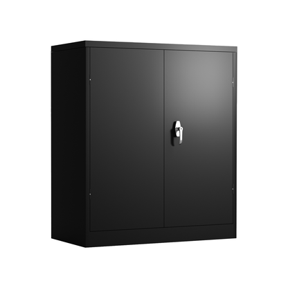 Metal Storage Cabinet with 2 Doors and 2 Shelves, Lockable Steel Storage Cabinet for Office, Garage, Warehouse - Streamdale Furniture