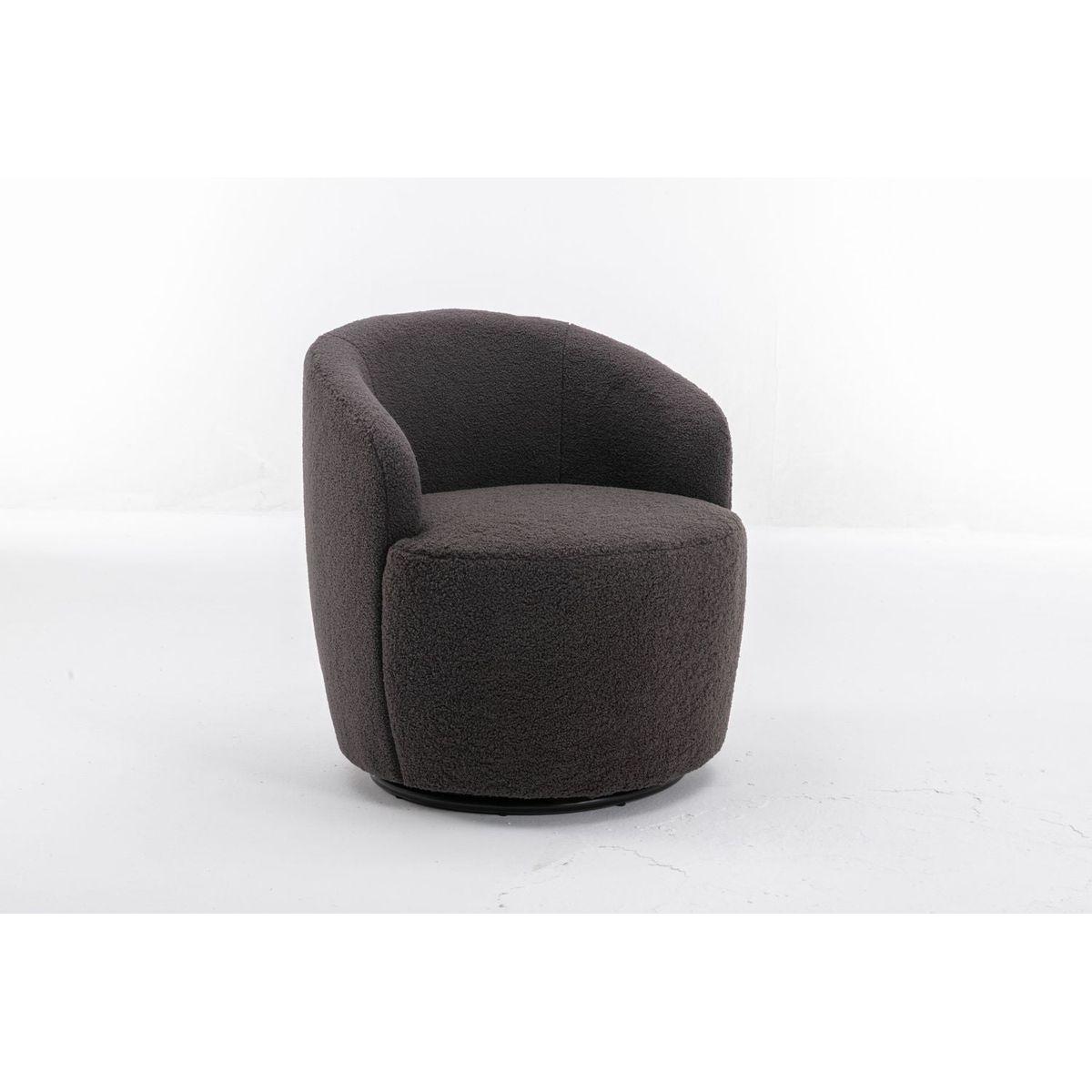 Teddy Fabric Swivel Accent Armchair Barrel Chair With Black Powder Coating Metal Ring,Dark Gray