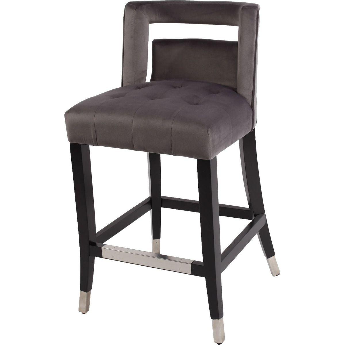 Suede Velvet Barstool with nailheads Dining Room Chair 2 pcs Set - 26 inch Seater height