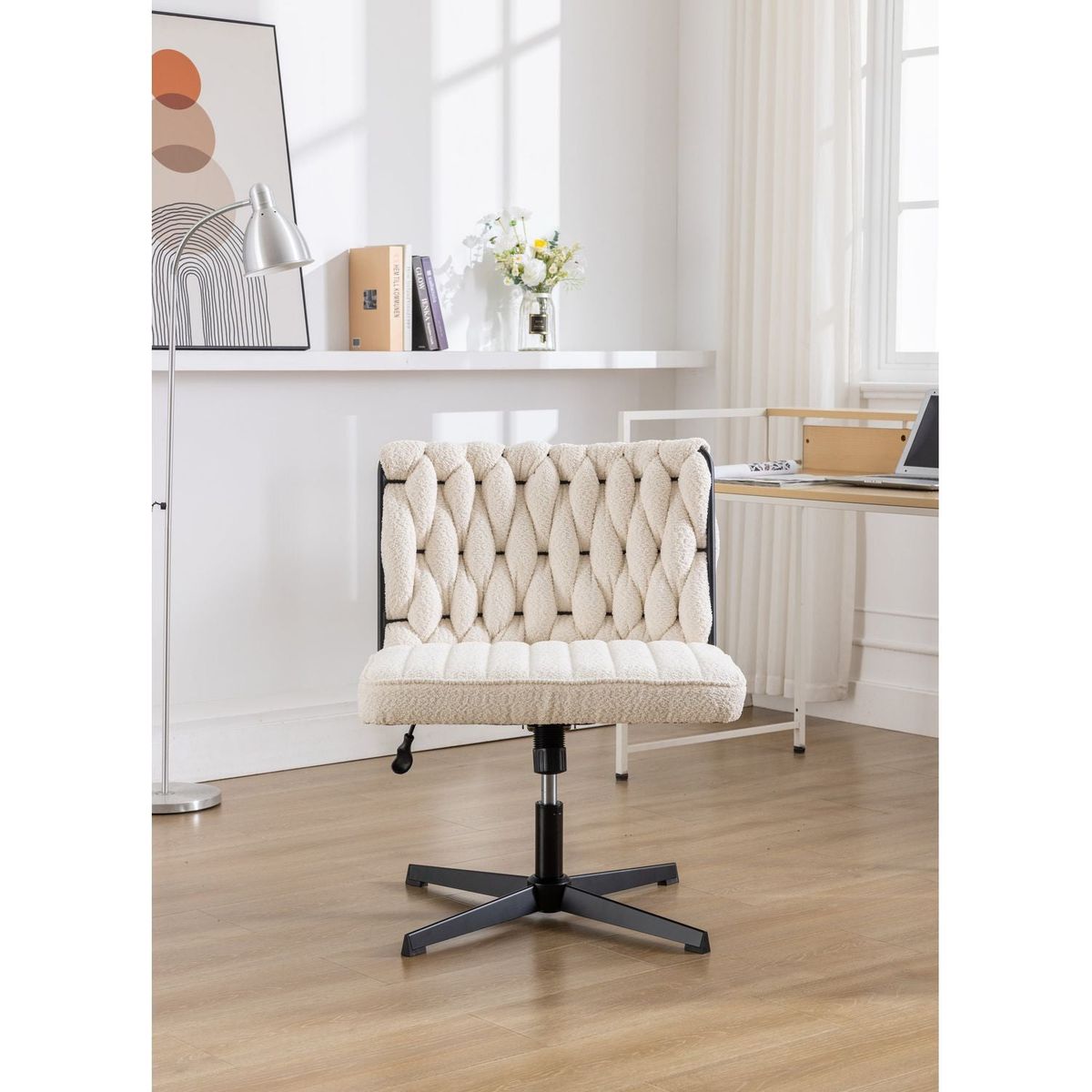 Armless Office Desk Chair No Wheels