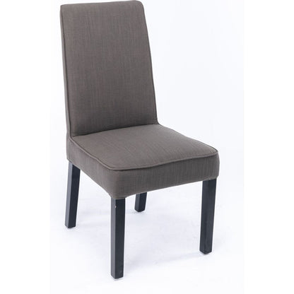 Cover Removable Interchangeable and Washable Brown Linen Upholstered Parsons Chair with Solid Wood Legs 2 PCS