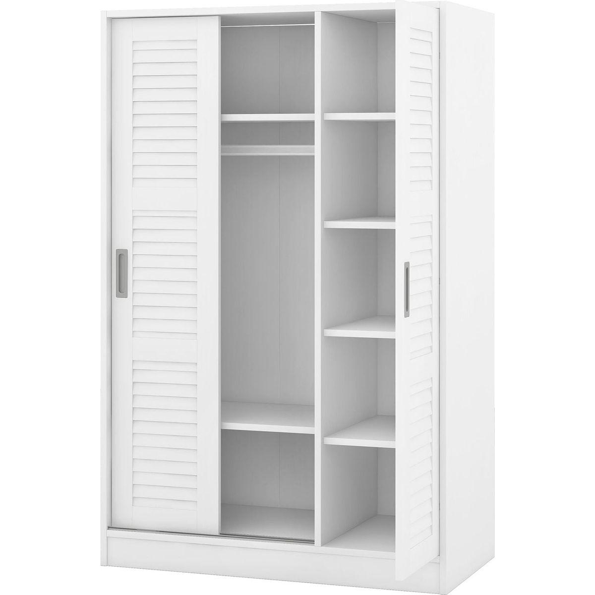 3-Door Shutter Wardrobe with shelves, White