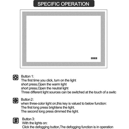 LED Bathroom Mirror 48x 36 Inch with lights, anti-Fog & Dimming Led Bathroom Vanity Mirror