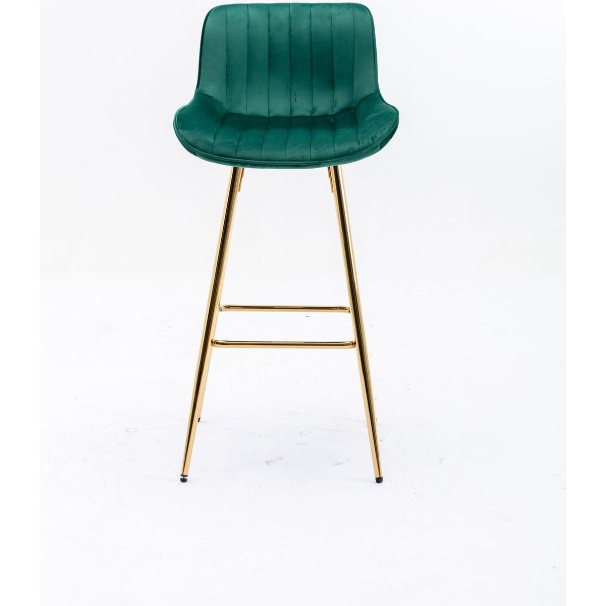 26 Inch Set of 2 Bar Stools, with Chrome Footrest Velvet Fabric Counter Stool Golden Leg Simple Bar Stool, GREEN