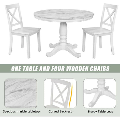 5 Pieces Dining Table and Chairs Set for 4 Persons, Kitchen Room Solid Wood Table with 4 Chairs