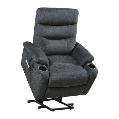 Electric Power Lift Recliner Chair with Massage and Heat for Elderly, 3 Positions, 2 Side Pockets, Cup Holders, USB Charge Ports, High-end Quality Cloth Power Reclining Chair For Living Room.