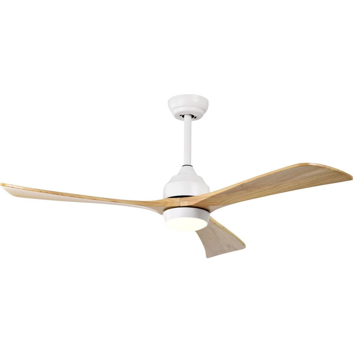 52" Ceiling Fan with Lights Remote Control,Quiet DC Motor 3 Blade Ceiling Fans 6 Speed Levels,Reversible Ceiling Fan, for Patio Living Room, Bedroom, Office,Indoor.(White +Natural)