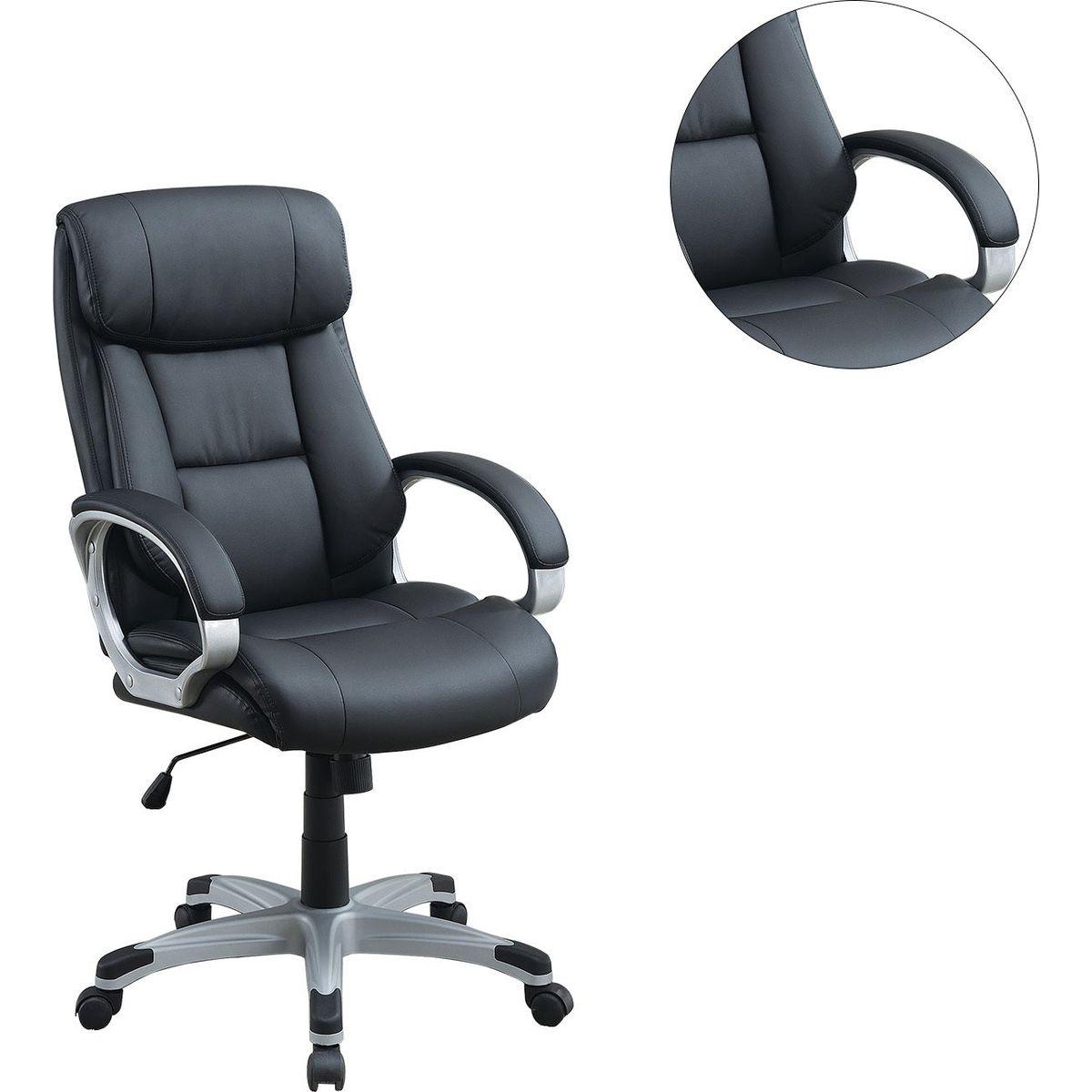 Adjustable Height Office Chair with Padded Armrests, Black