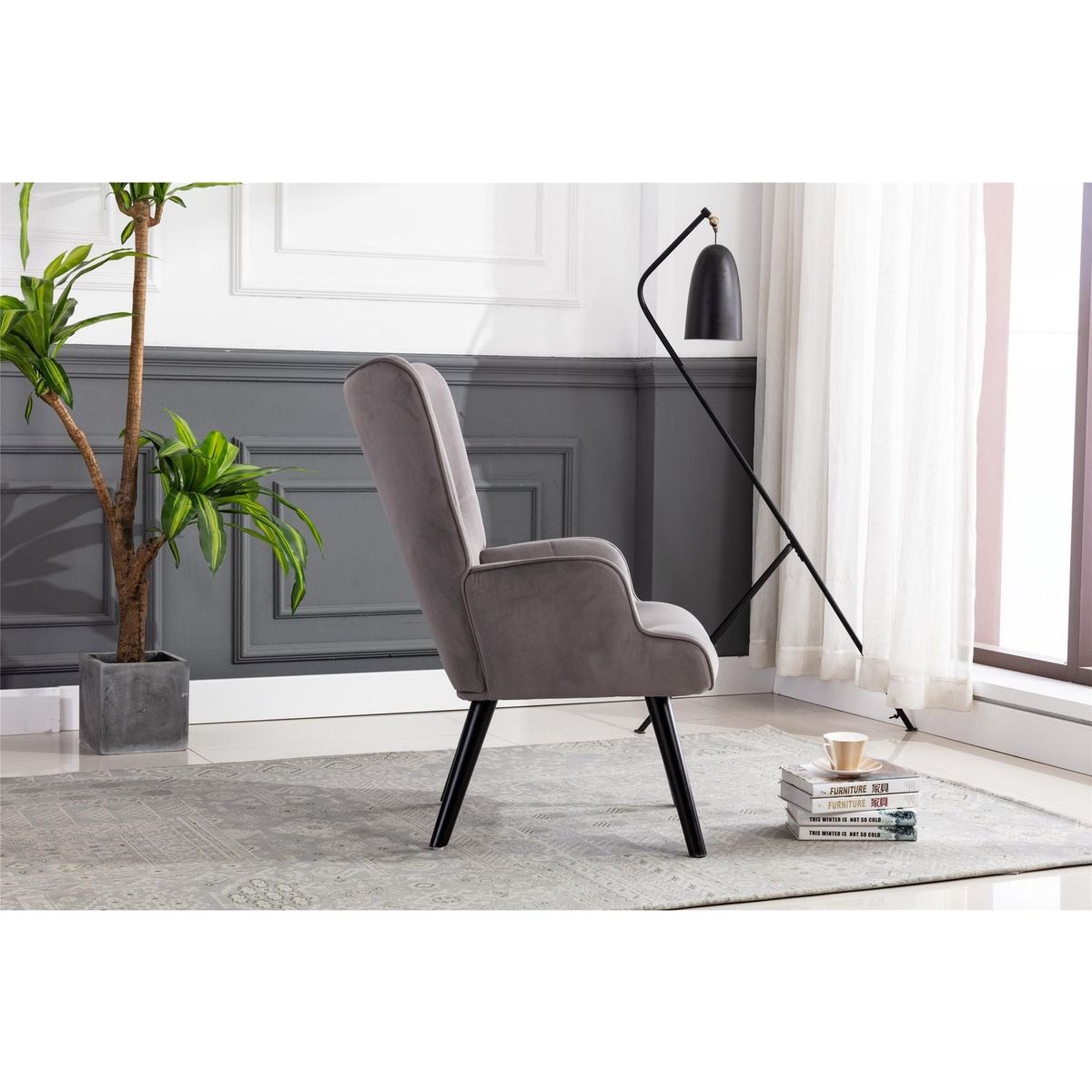 Accent chair Living Room/Bed Room, Modern Leisure Chair Silver Grey