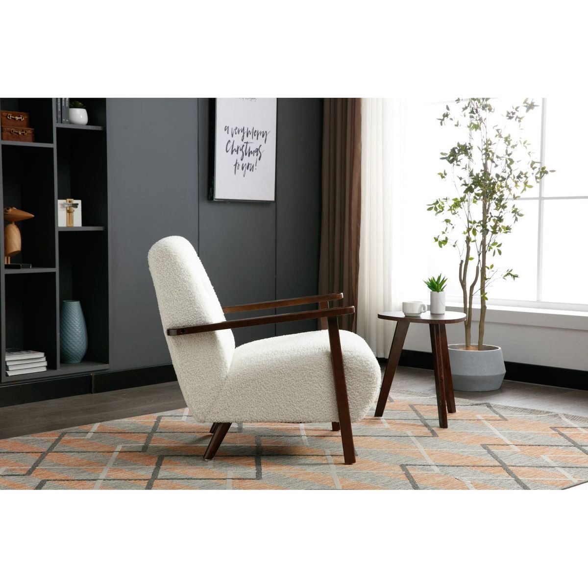 Wood Frame Armchair, Modern Accent Chair Lounge Chair for Living Room