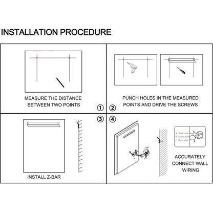 LED Bathroom Mirror 48x 36 Inch with lights, anti-Fog & Dimming Led Bathroom Vanity Mirror