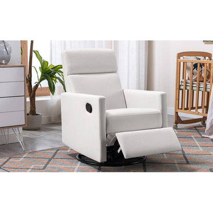 Modern Upholstered Rocker Nursery Chair Plush Seating Glider Swivel Recliner Chair, Beige