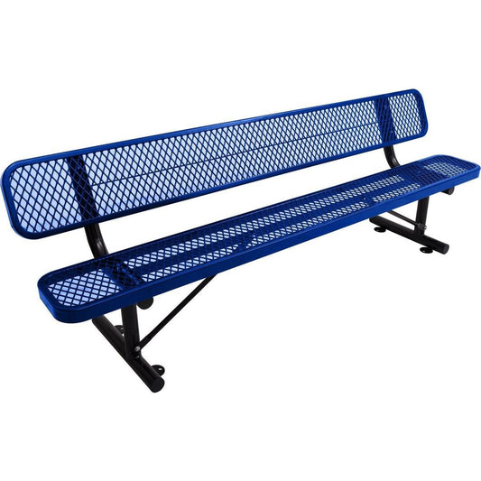 8 ft. Outdoor Steel Bench with Backrest BLue - Streamdale Furniture