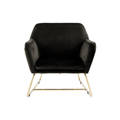 Keira Black Velvet Accent Chair with Metal Base