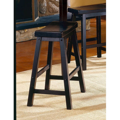 Black Finish 24-inch Counter Height Stools Set of 2pc Saddle Seat Solid Wood Casual Dining Home Furniture