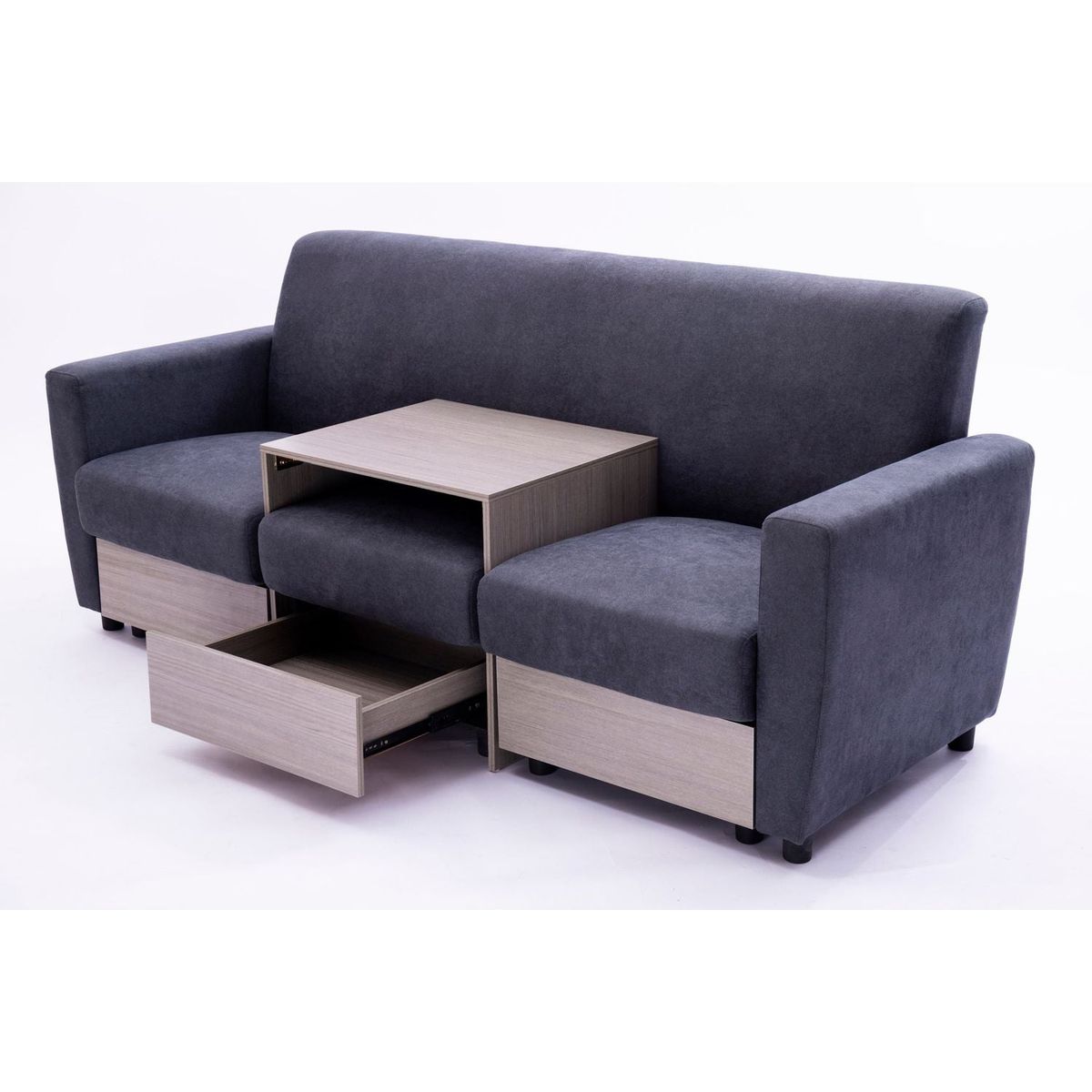 double armrests with coffee table and drawers 77.9" gray chenille living room apartment studio sofa