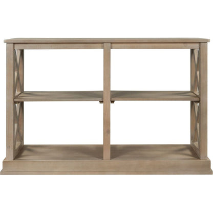 Console Table with 3-Tier Open Storage Spaces and " X"