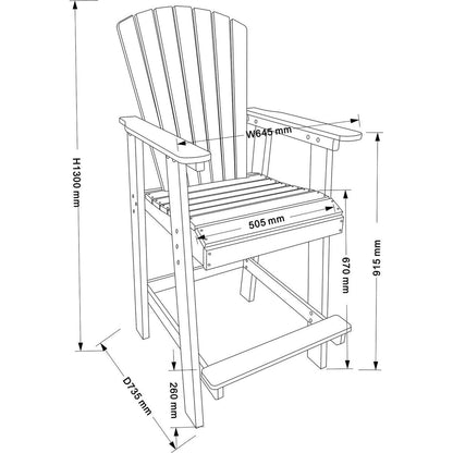 HDPE Bar Chair, White + Gray, Set of 2