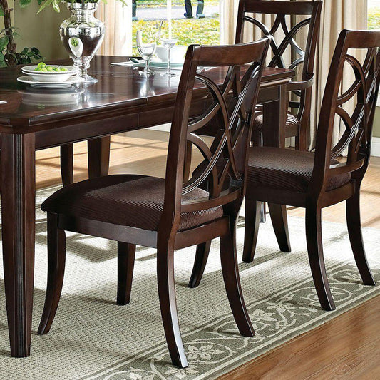 Keenan Side Chair (Set-2) in Brown Microfiber & Dark Walnut