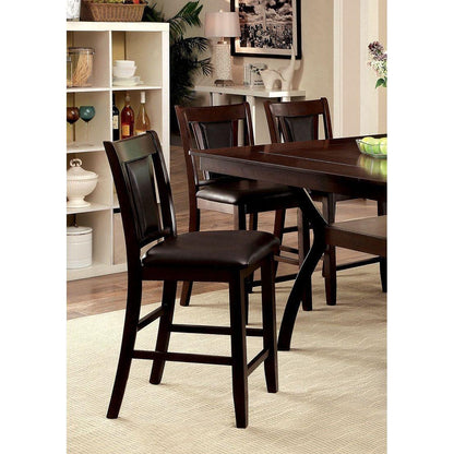 Contemporary Set of 2 Counter Height Chairs Dark Cherry And Espresso Solid wood Chair Padded Leatherette Upholstered Seat Kitchen Dining Room Furniture