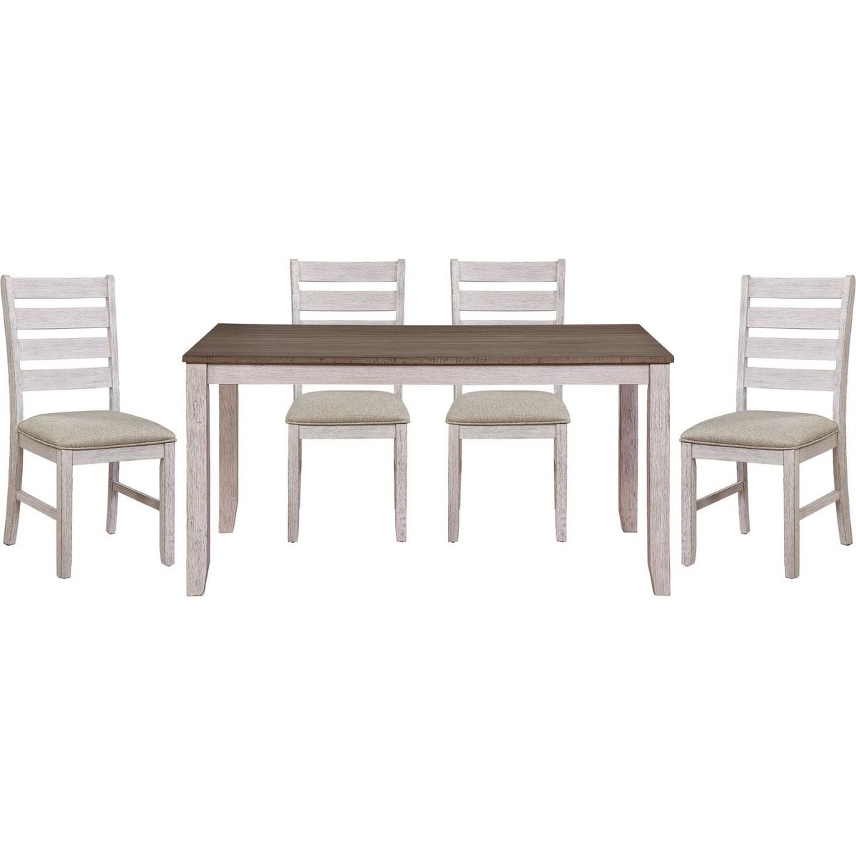 Casual Dining Room Side Chairs 2pc Set Grayish White Finish Upholstered Seat Transitional Design Furniture