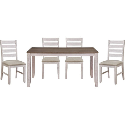 Casual Dining Room Side Chairs 2pc Set Grayish White Finish Upholstered Seat Transitional Design Furniture