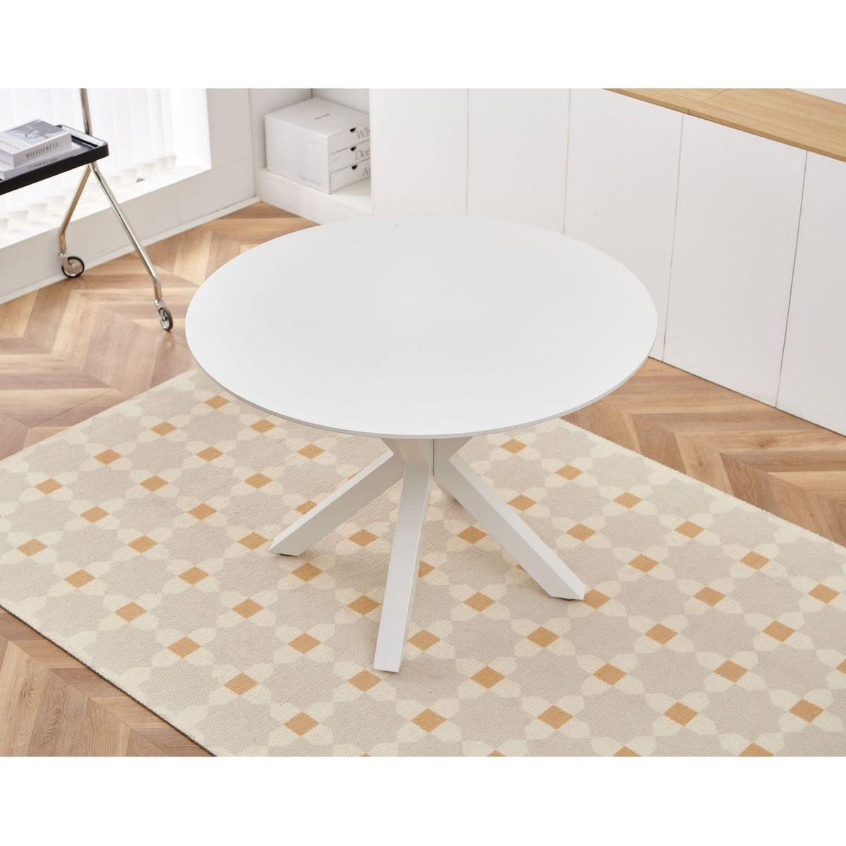 42.1"WHITE Table Mid-century Dining Table for 4-6 people With Round Mdf Table Top, Pedestal Dining Table, End Table Leisure Coffee Table,cross leg