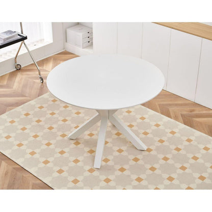 42.1"WHITE Table Mid-century Dining Table for 4-6 people With Round Mdf Table Top, Pedestal Dining Table, End Table Leisure Coffee Table,cross leg
