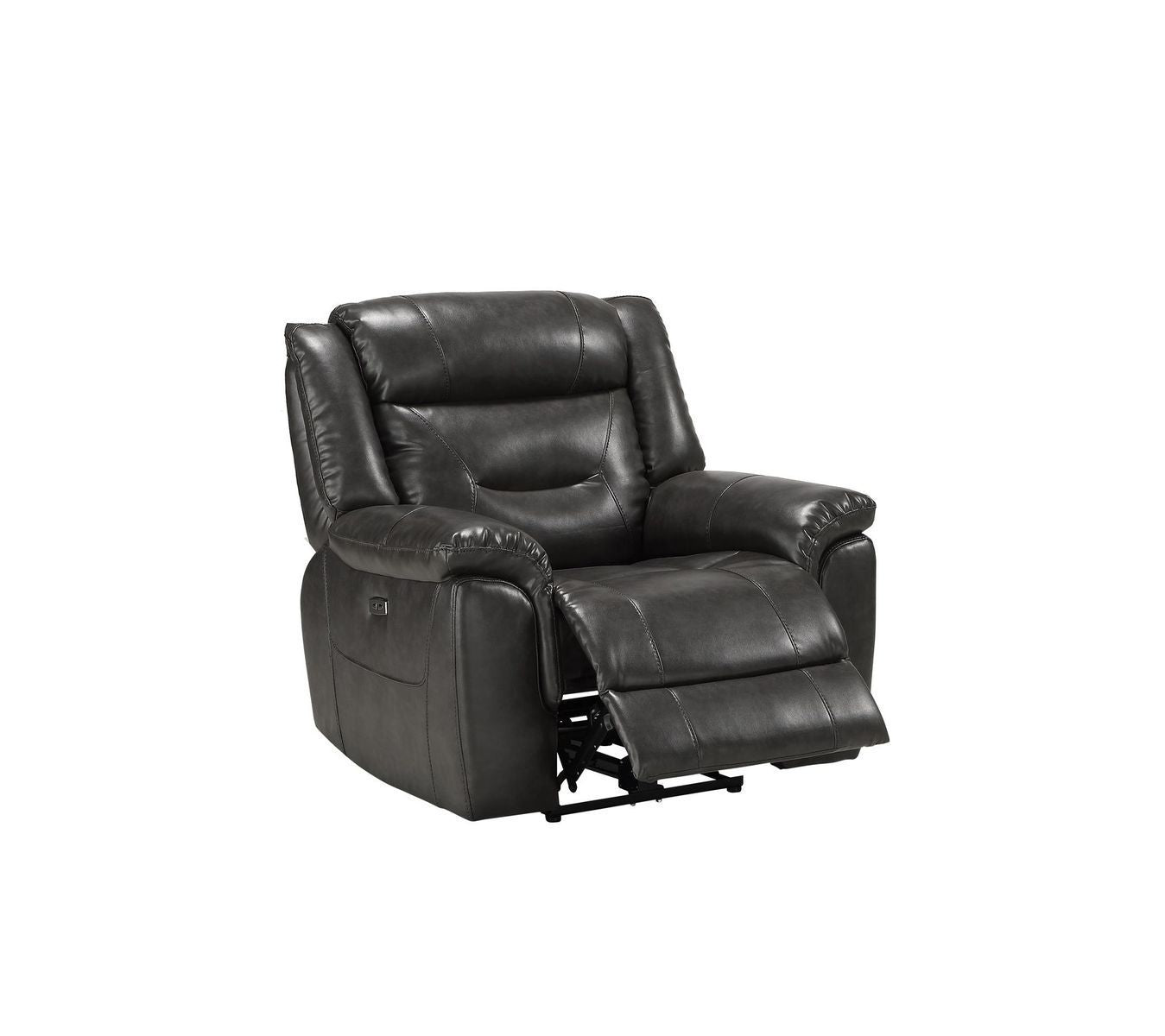 Imogen Recliner (Power Motion), Gray Leather-Aire