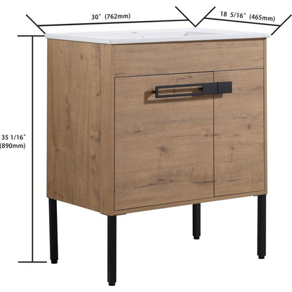 30 Inch Bathroom Vanity With Sink, Freestanding Bathroom Vanity or Floating is Optional Conversion 30x18-00330IMO-1(KD-Packing)