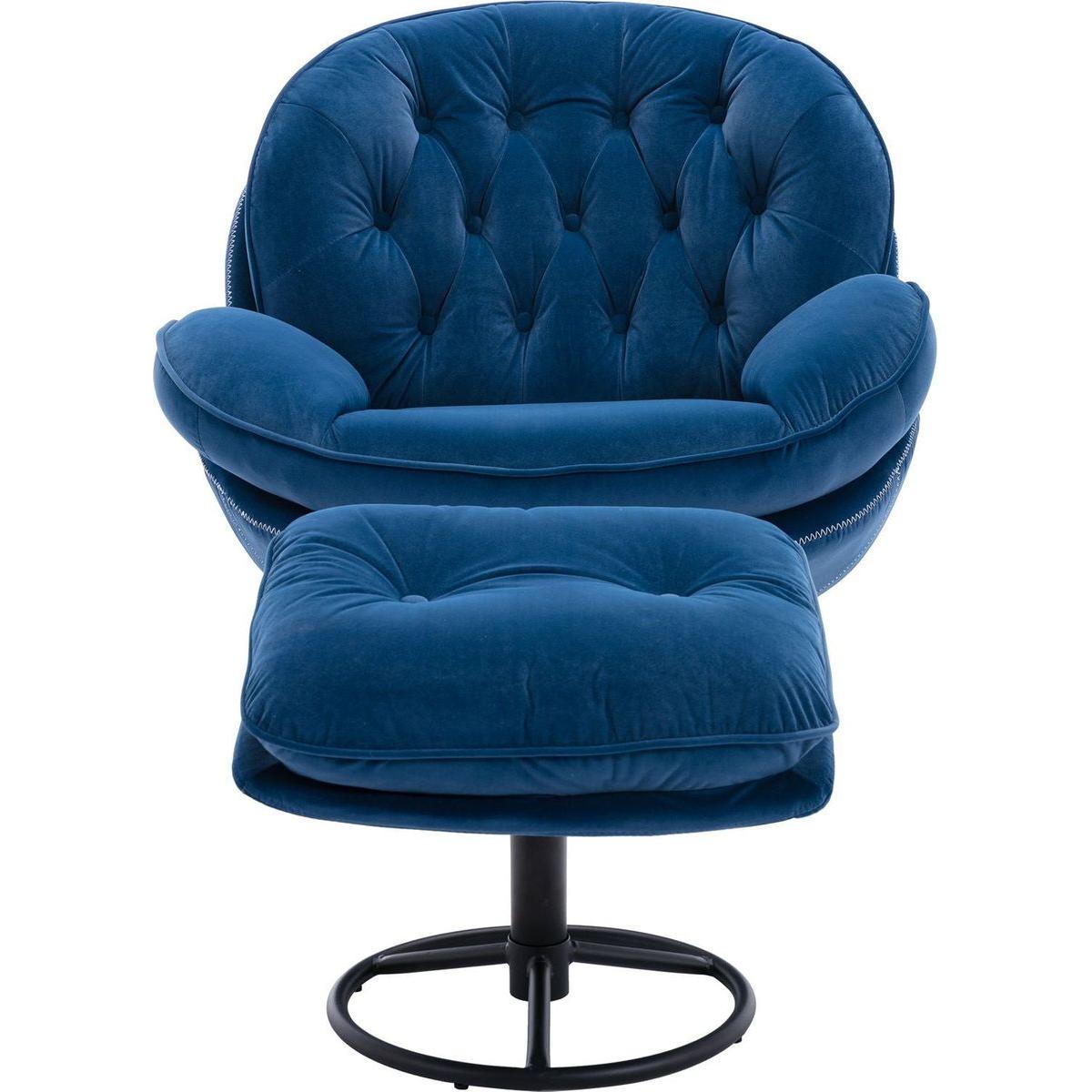 Accent chair TV Chair Living room Chair with Ottoman-Blue