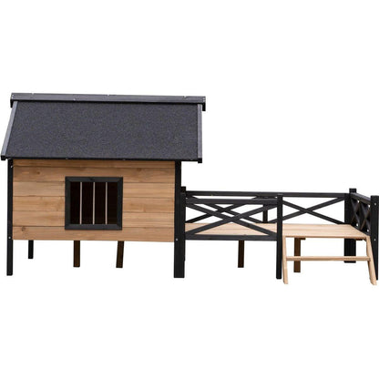 Outdoor Large Wooden Cabin House Style Wooden Dog Kennel with Porch