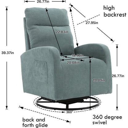 Upholstered Swivel Glider.Rocking Chair for Nursery in Misty Grey.Modern Style One Left Bag