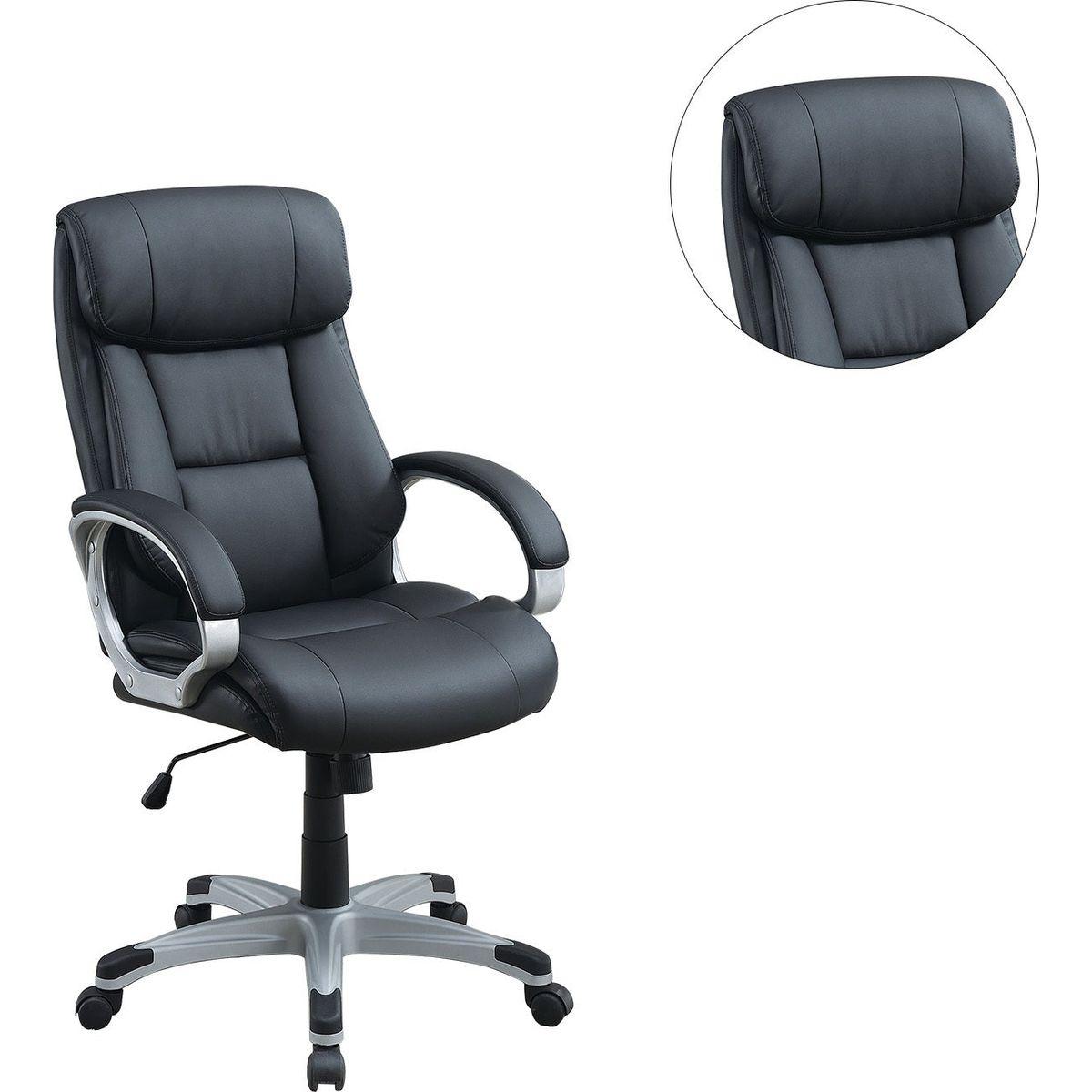 Adjustable Height Office Chair with Padded Armrests, Black