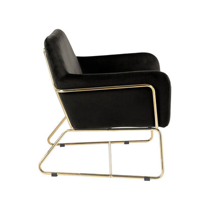 Keira Black Velvet Accent Chair with Metal Base